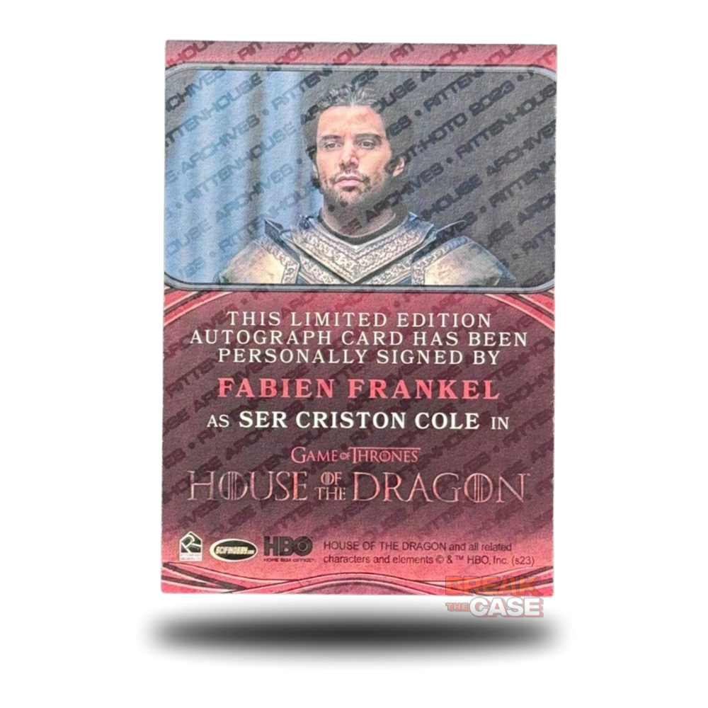 House of the Dragon Season 1 - Fabien Frankel - Criston Cole - Auto/Signature