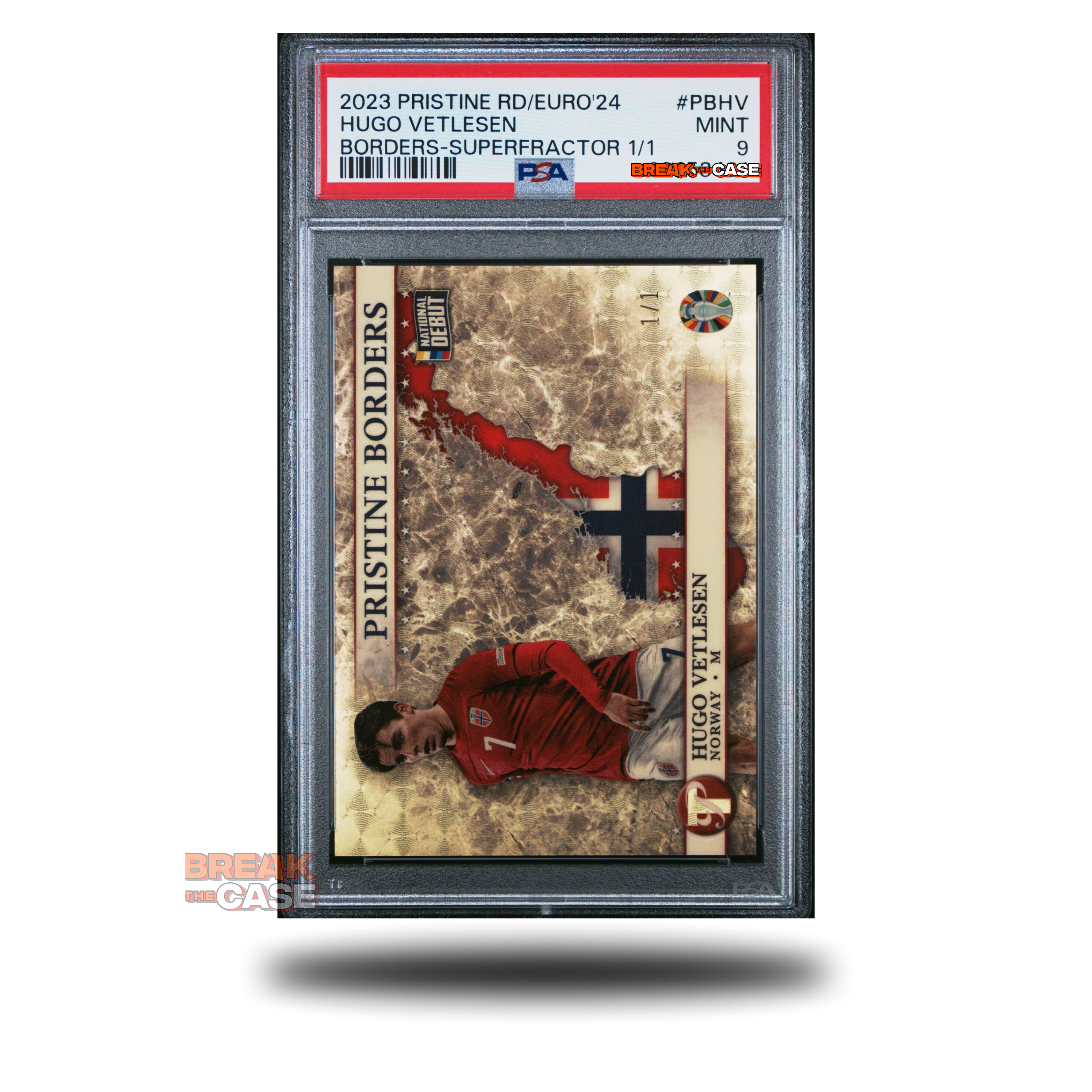 Hugo Vetlesen - Pristine Borders - Nationl Debut - PSA 9 - Superfractor 1/1 - Topps Pristine Road to Euro 2024