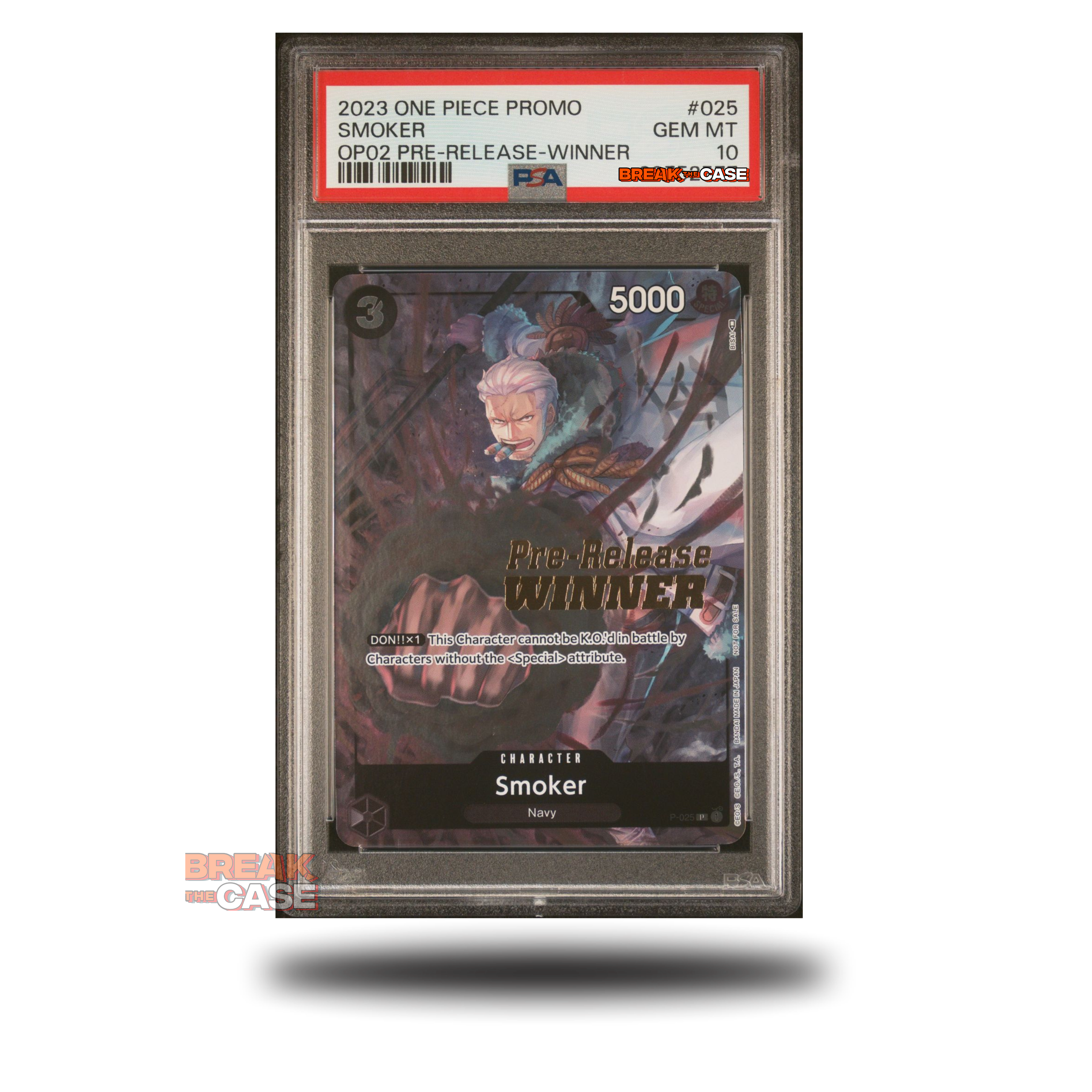 Smoker - PSA 10 - OP02 Pre Release Winner - Promo - One Piece Card Game - Englisch